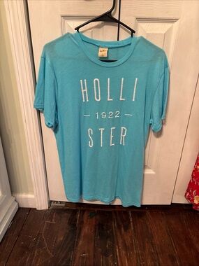 Hollister Light Aqua Blue Graphic Tee